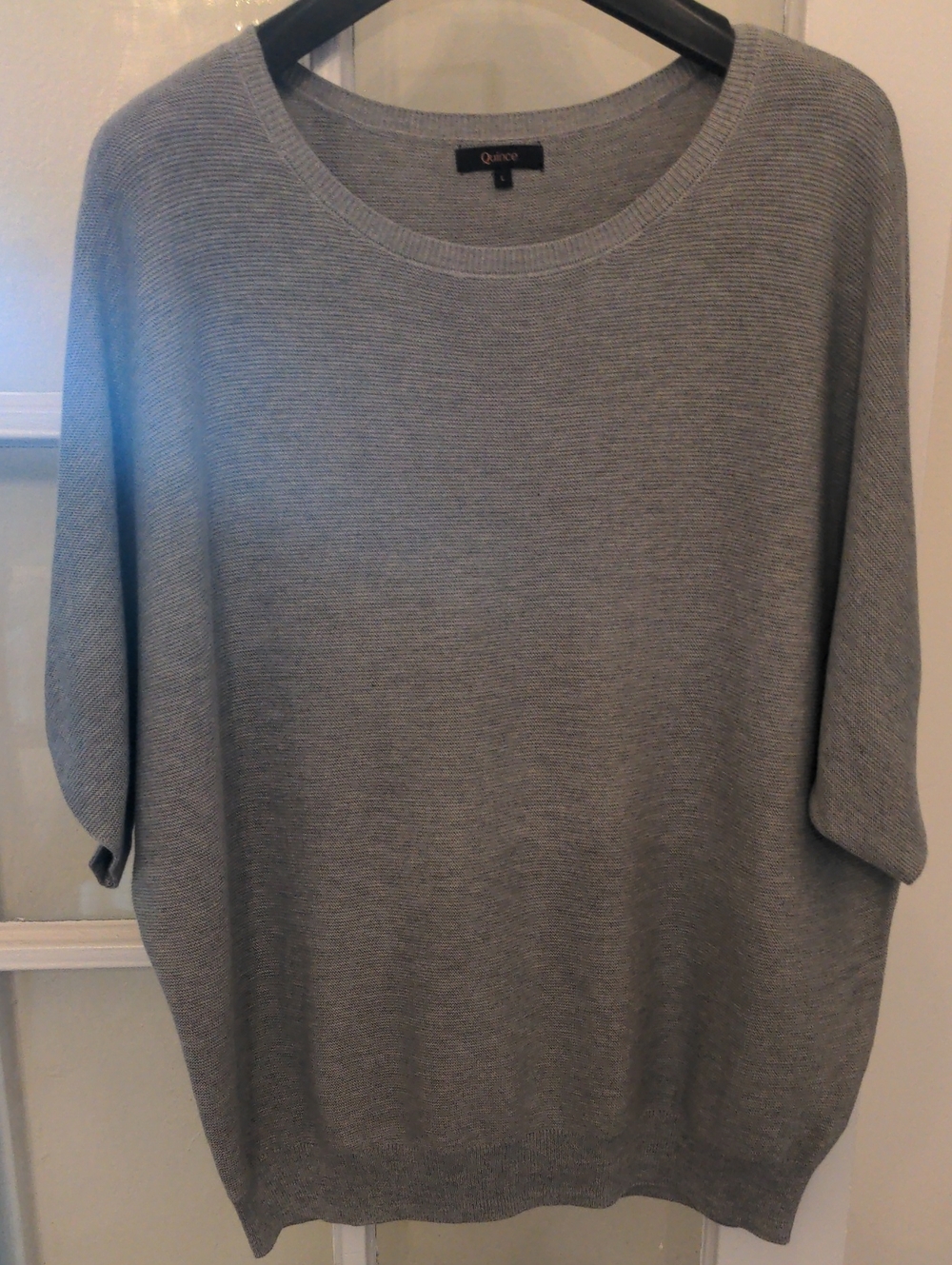 New Quince Light Gray Ribbed Crewneck Sweater, Oversized L